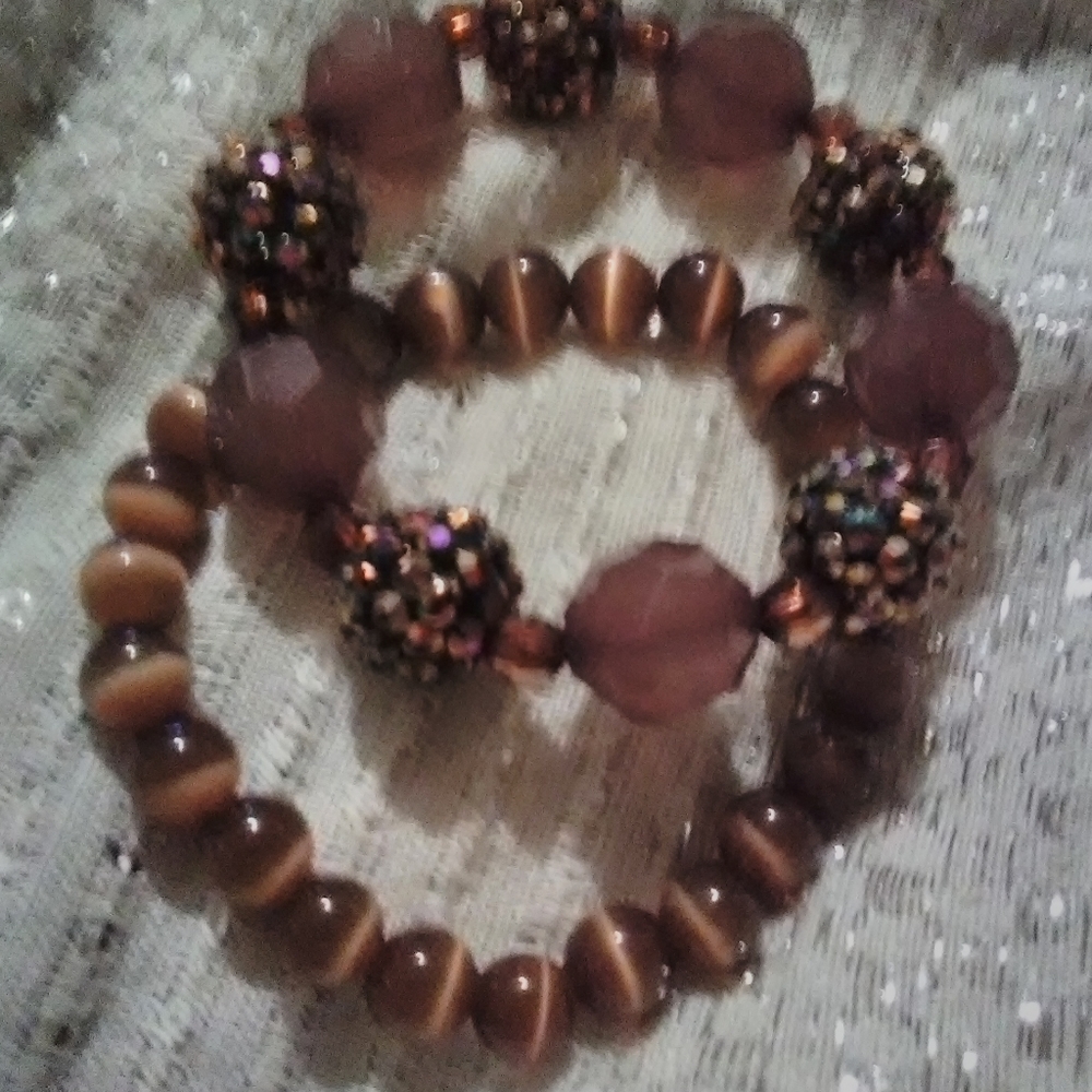 Double set of brown glimmer bracelets